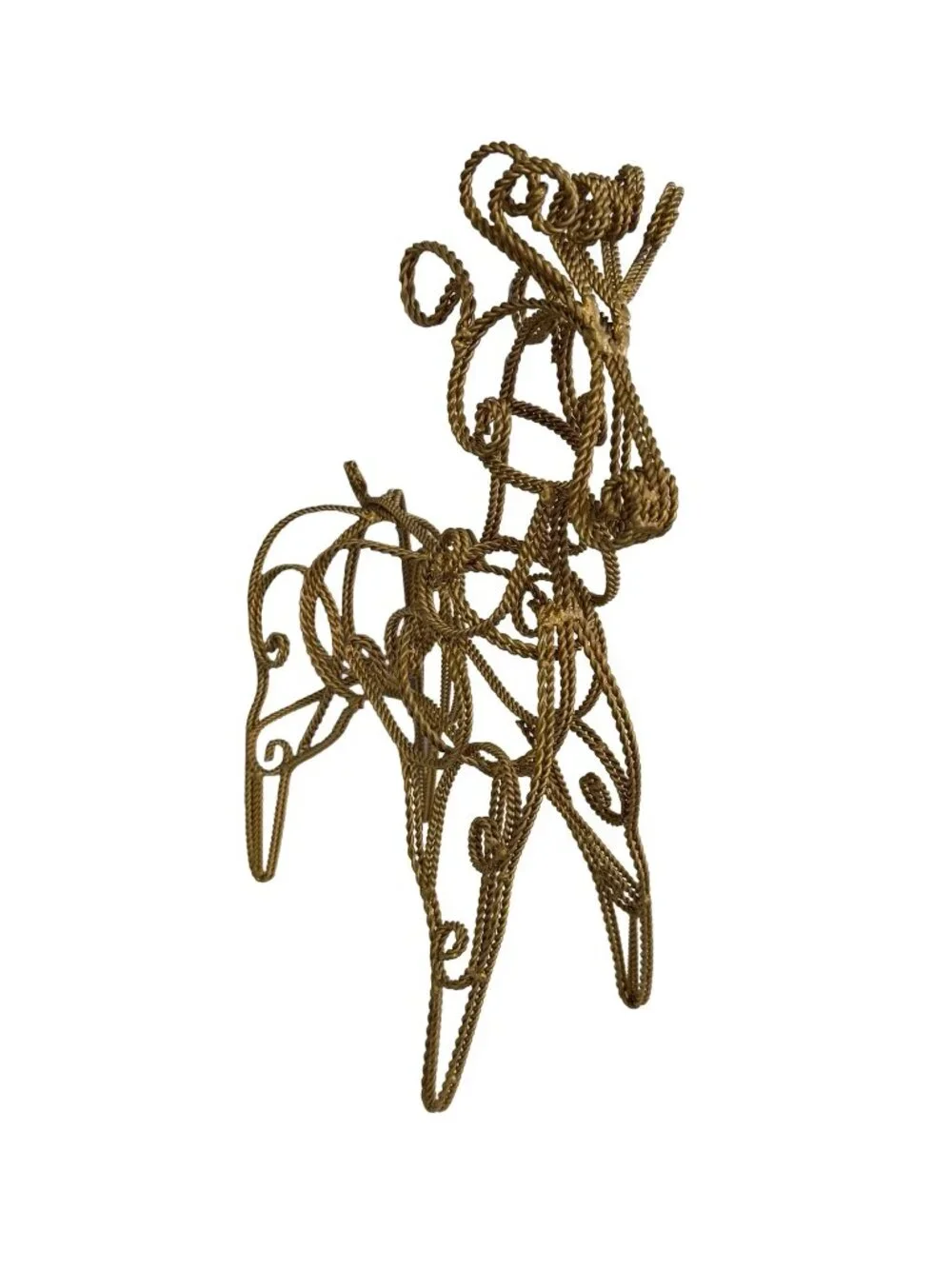 Rope Wire Reindeer Sculpture Figurine Rustic Metal Reindeer Holiday Decor